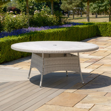 Oxford 8 Seat Round Rattan Dining Table - Ceramic Glass (Table Only)