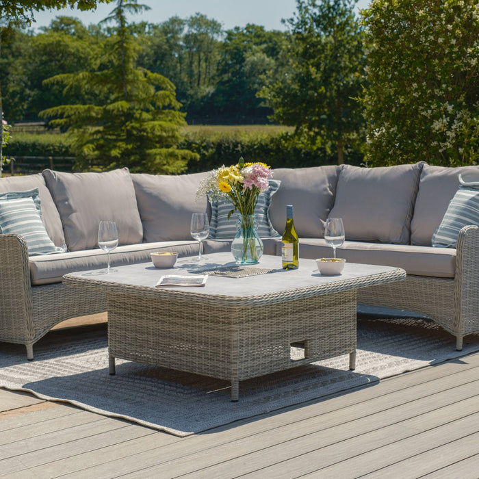 Oxford Square Rattan Rising Table - Ceramic Glass (Table Only)