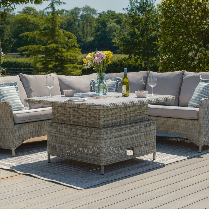 Oxford Square Rattan Rising Table - Ceramic Glass Table Only