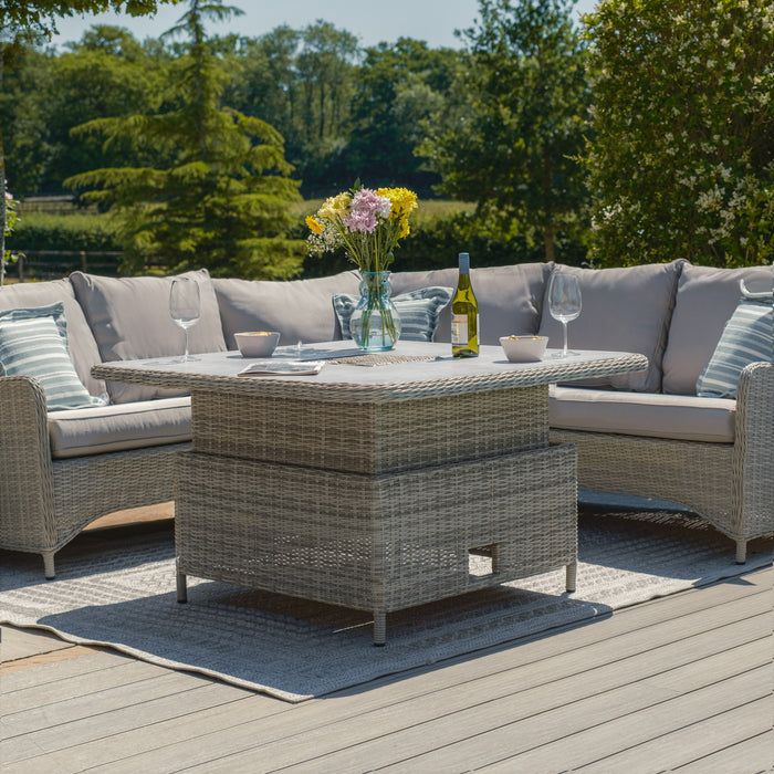 Oxford Square Rattan Rising Table - Ceramic Glass (Table Only)