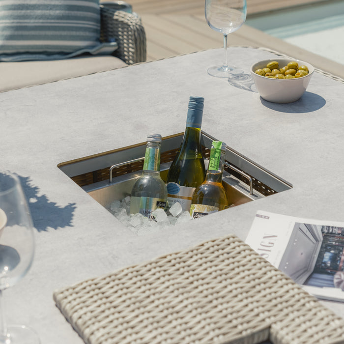 Oxford Square Rattan Rising Table - Ceramic Glass (Table Only)