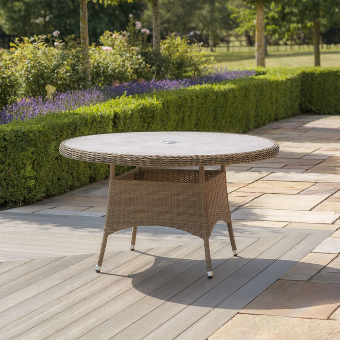 Winchester 6 Seat Round Rattan Dining Table - Ceramic Glass (Table Only)