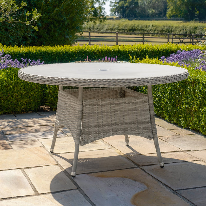 Oxford 6 Seat Round Rattan Dining Table - Ceramic Glass (Table Only)