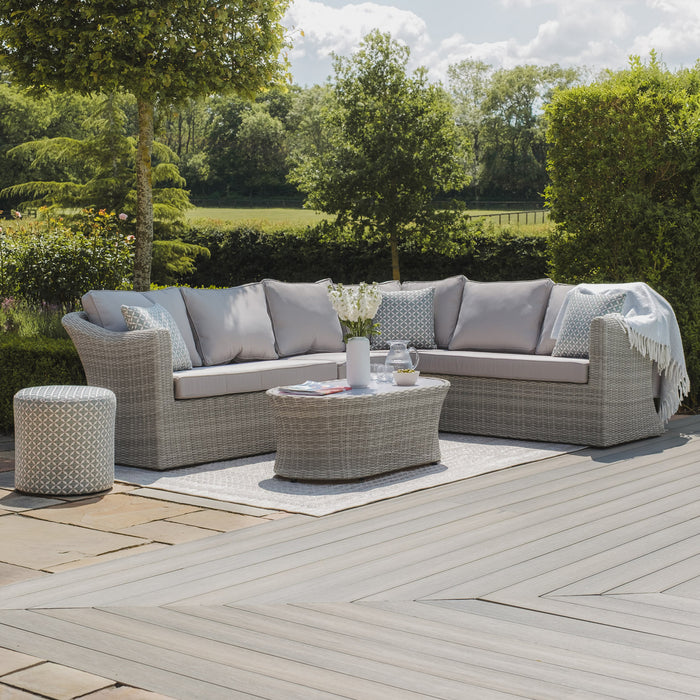 Oxford Large Rattan Corner Sofa Set - Ceramic Glass