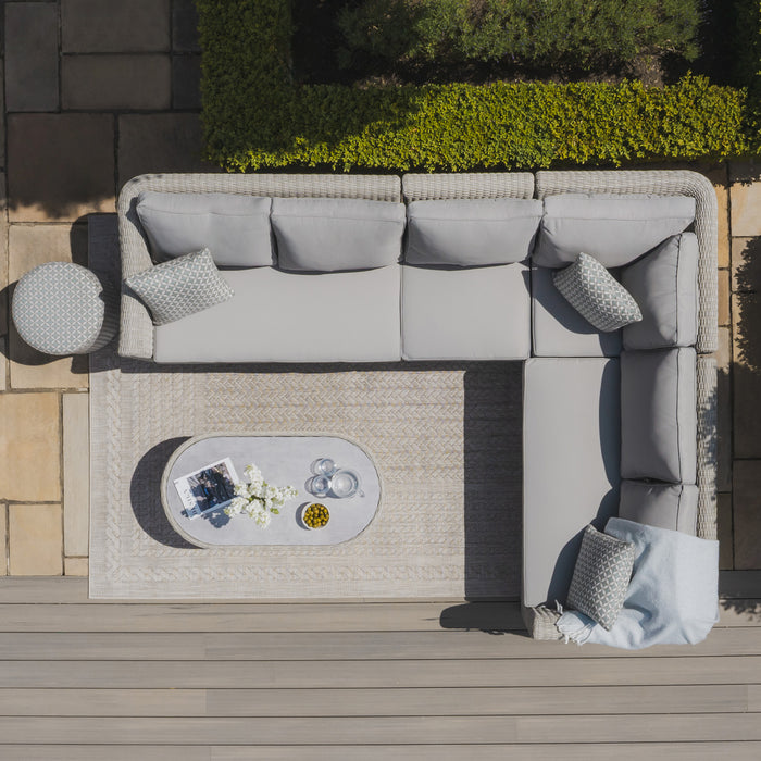 Oxford Large Rattan Corner Sofa Set - Ceramic Glass