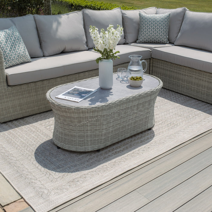 Oxford Large Rattan Corner Sofa Set - Ceramic Glass