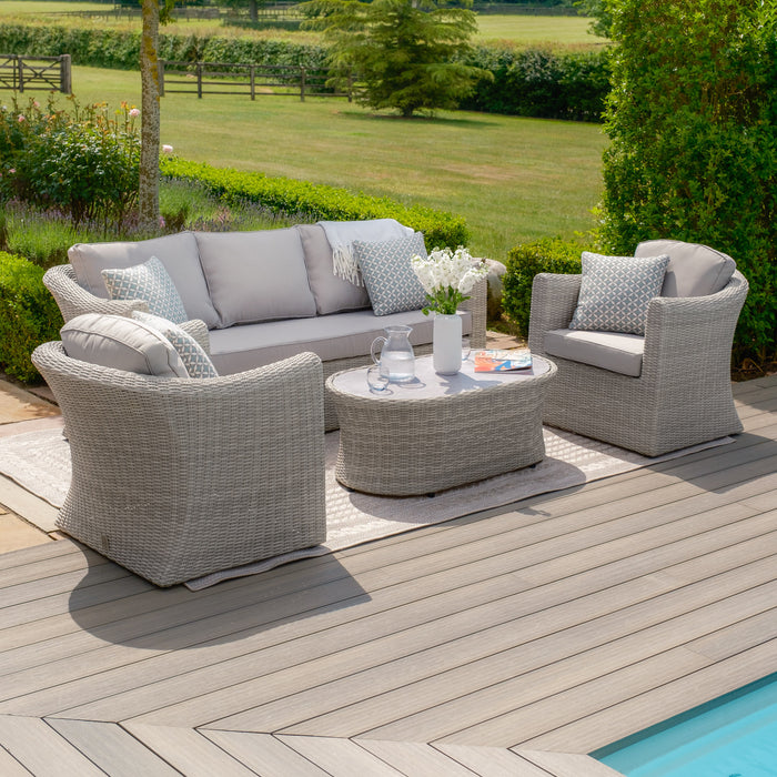 Oxford 3 Seat Rattan Sofa Set - Ceramic Glass