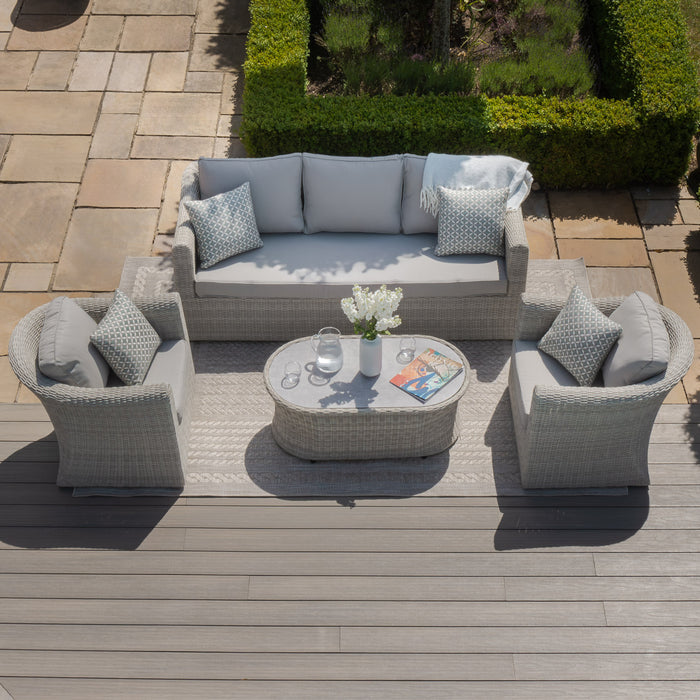 Oxford 3 Seat Rattan Sofa Set - Ceramic Glass