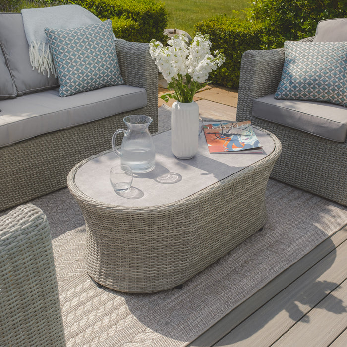 Oxford 3 Seat Rattan Sofa Set - Ceramic Glass