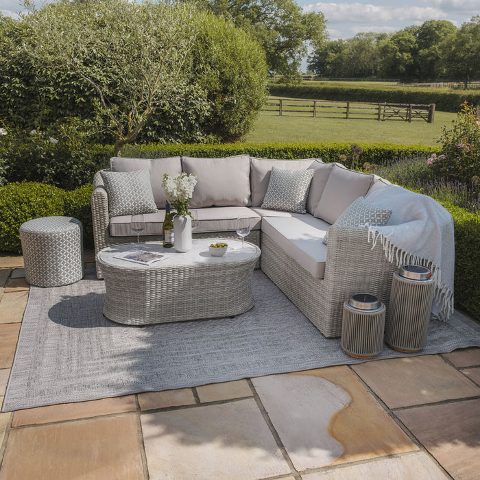 Oxford Small Rattan Corner Sofa Set - Ceramic Glass