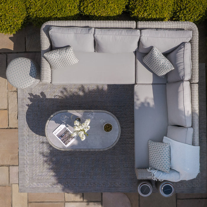 Oxford Small Rattan Corner Sofa Set - Ceramic Glass