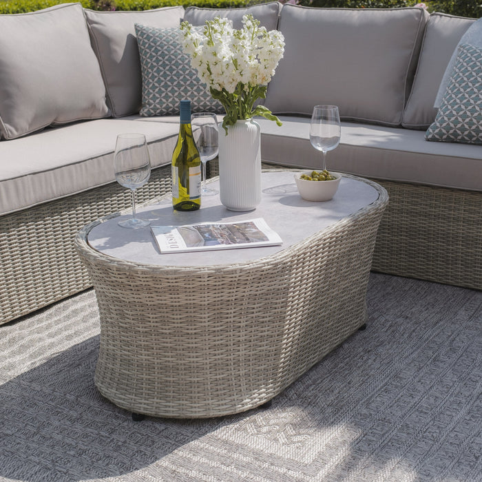 Oxford Small Rattan Corner Sofa Set - Ceramic Glass