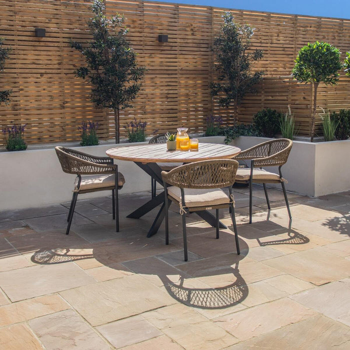 Bali Rope Weave 4 Seat Round Dining Set
