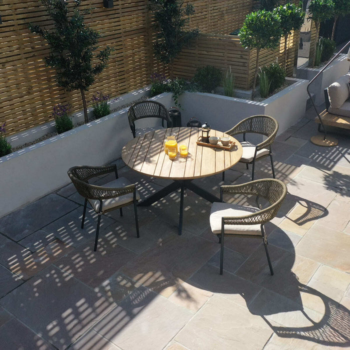 Bali Rope Weave 4 Seat Round Dining Set