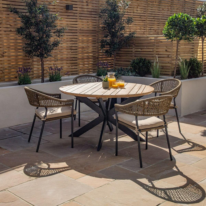Bali Rope Weave 4 Seat Round Dining Set