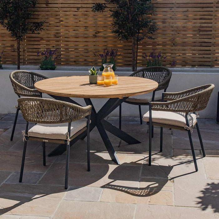 Bali Rope Weave 4 Seat Round Dining Set