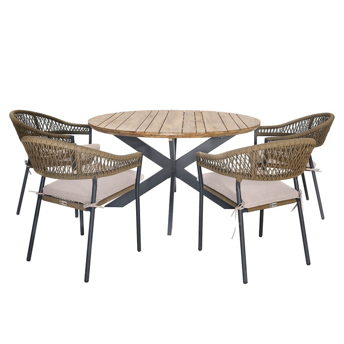 Bali Rope Weave 4 Seat Round Dining Set