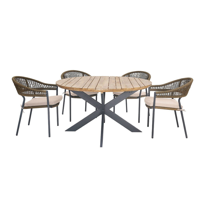 Bali Rope Weave 4 Seat Round Dining Set