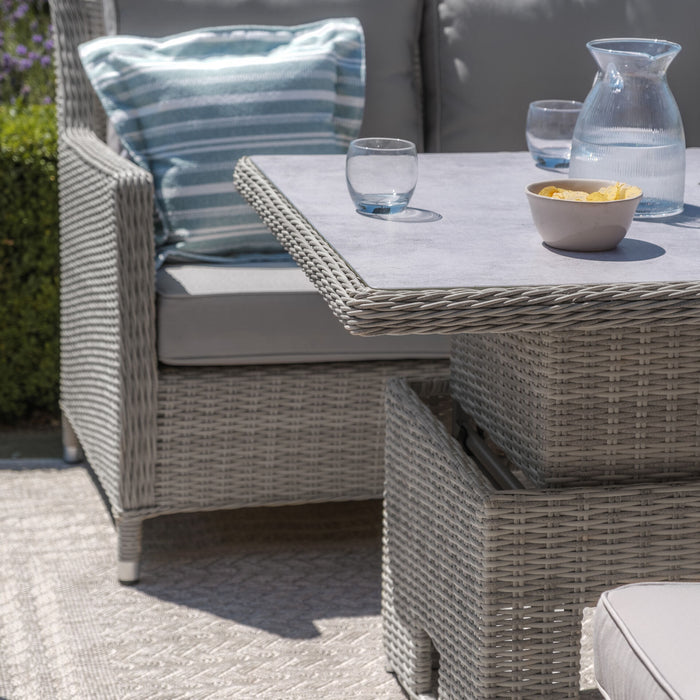 Oxford Sofa Rattan Dining Set with Ice Bucket & Rising Table - Ceramic Glass