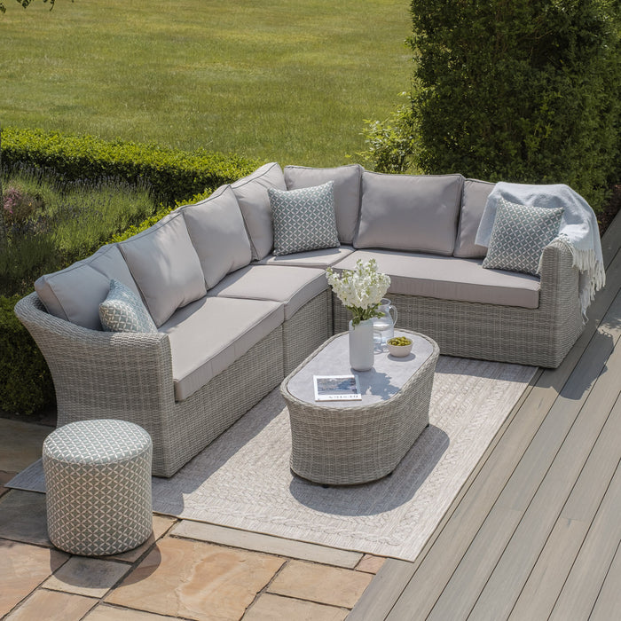 Oxford Large Rattan Corner Sofa Set with Armchair - Ceramic Glass