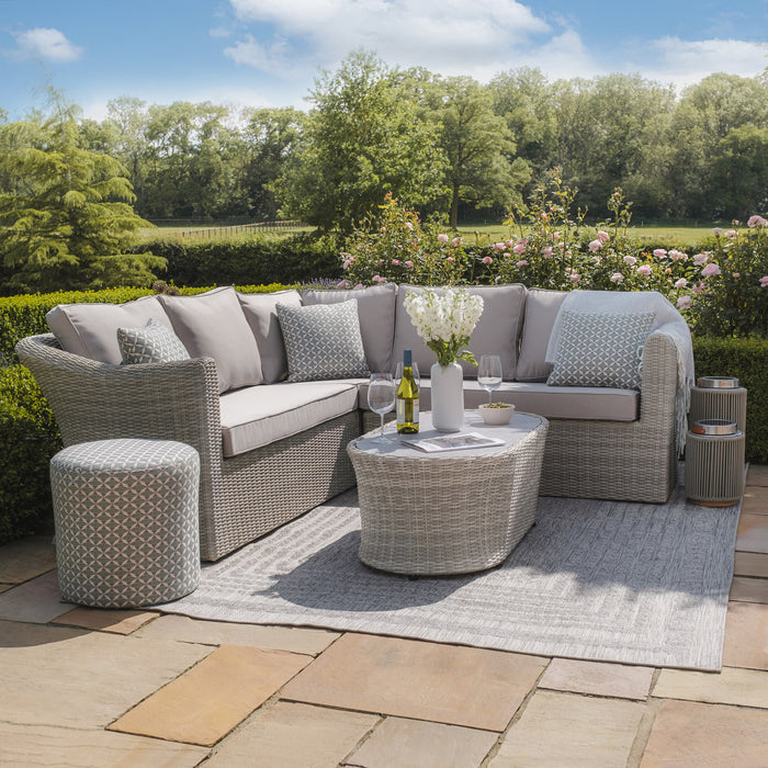 Oxford Small Rattan Corner Sofa Set with Armchair - Ceramic Glass