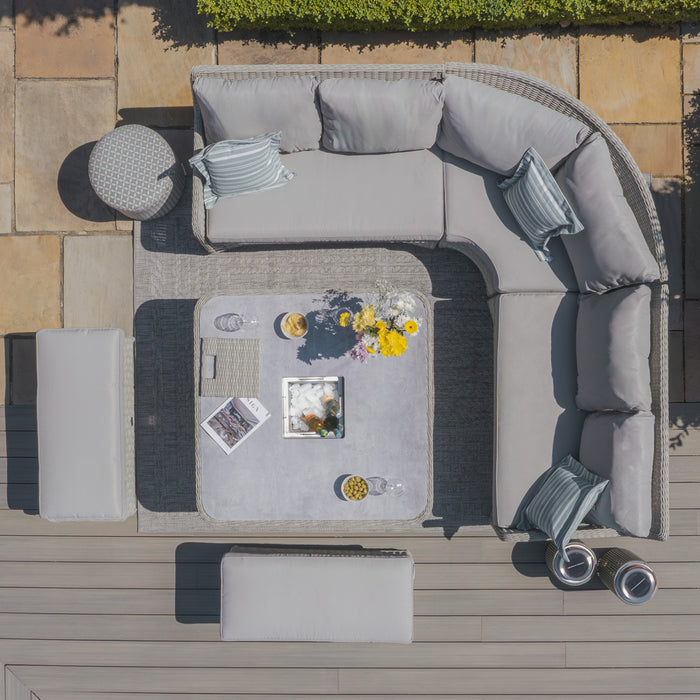 Oxford Royal Rattan Corner Dining Sofa Set with Ice Bucket & Rising Table - Ceramic Glass