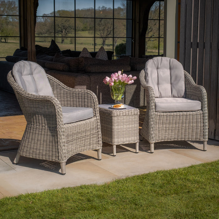Oxford 3 Piece Rattan Bistro Set - Ceramic Glass