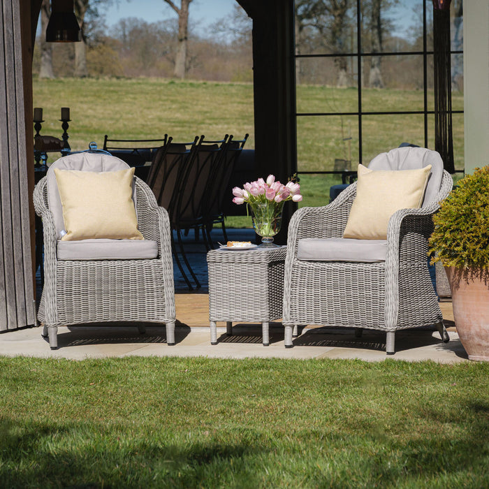 Oxford 3 Piece Rattan Bistro Set - Ceramic Glass