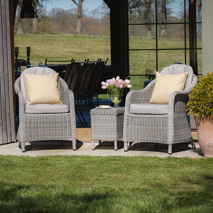Oxford 3 Piece Rattan Bistro Set - Ceramic Glass