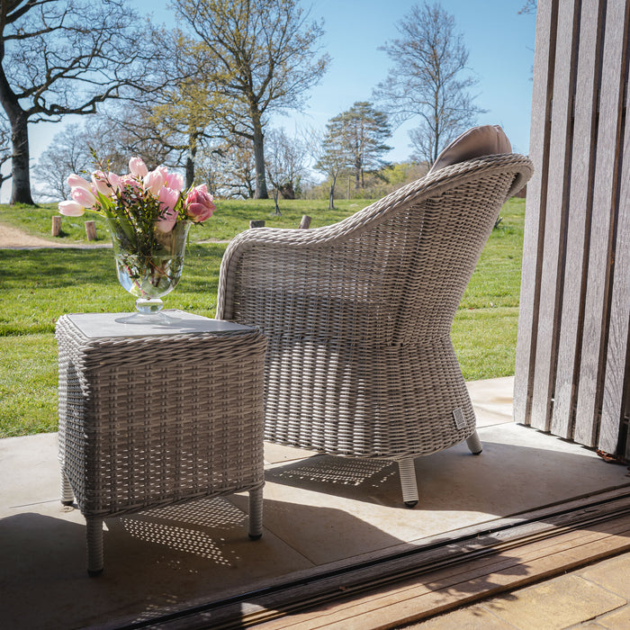 Oxford 3 Piece Rattan Bistro Set - Ceramic Glass