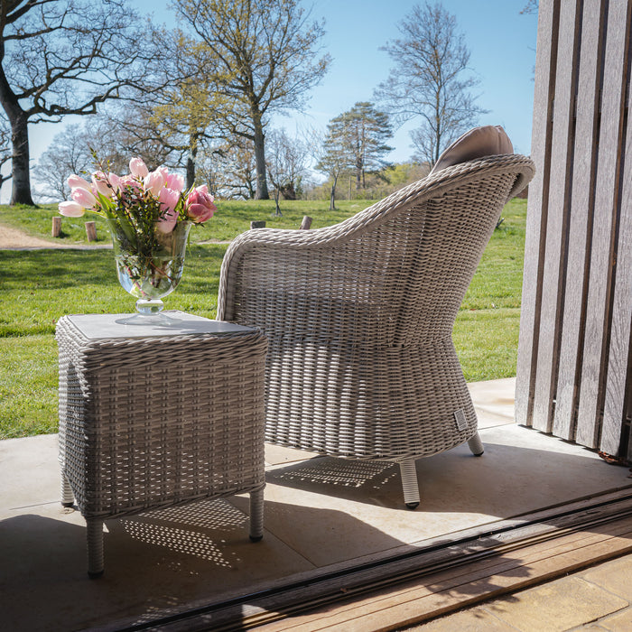 Oxford 3 Piece Rattan Bistro Set - Ceramic Glass