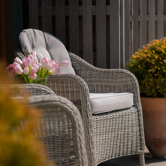 Oxford 3 Piece Rattan Bistro Set - Ceramic Glass