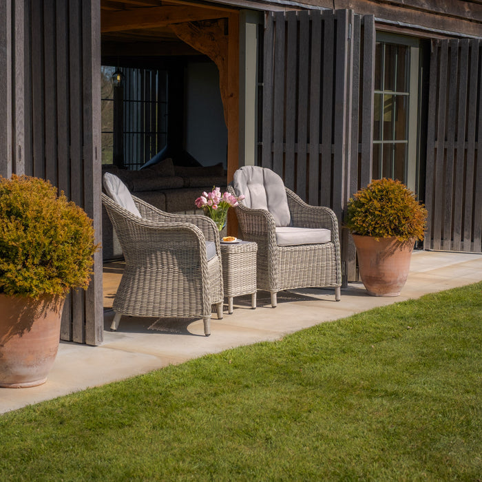 Oxford 3 Piece Rattan Bistro Set - Ceramic Glass