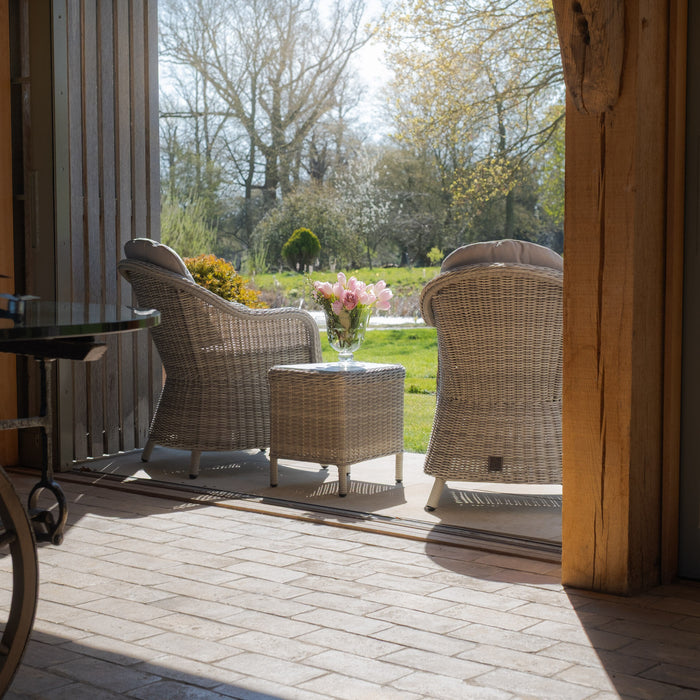 Oxford 3 Piece Rattan Bistro Set - Ceramic Glass