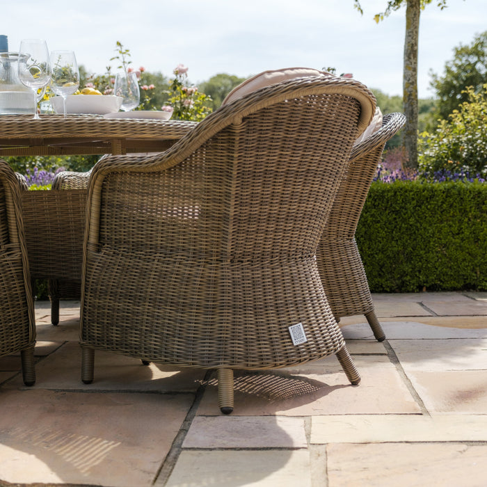 Winchester 8 Seat Oval Dining Set with Heritage Dining Chairs & Woven Lazy Susan - Ceramic Glass