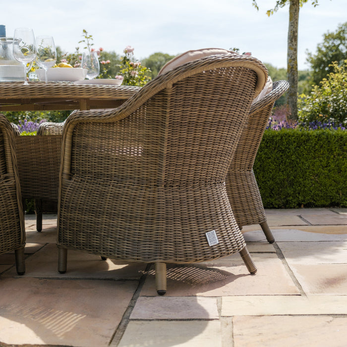 Winchester 8 Seat Round Dining Set with Heritage Dining Chairs & Woven Lazy Susan - Ceramic Glass