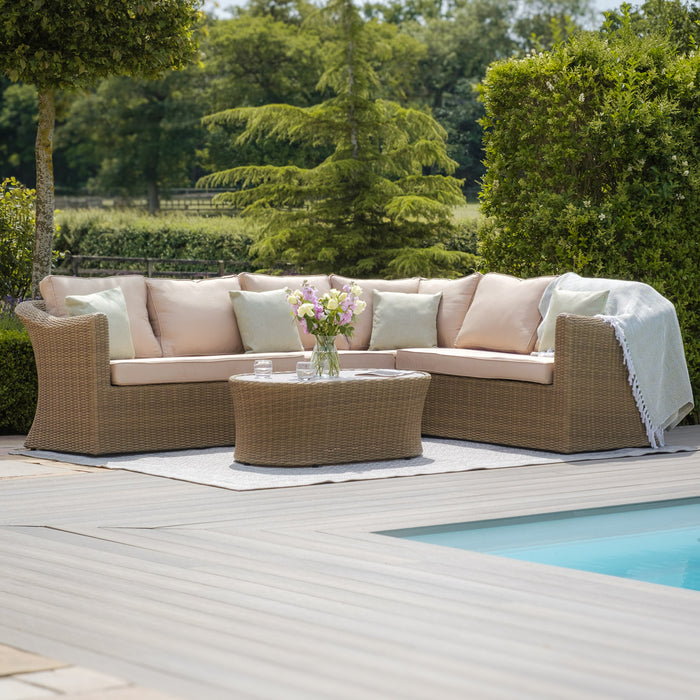 Winchester Large Rattan Corner Sofa Set - Ceramic Glass