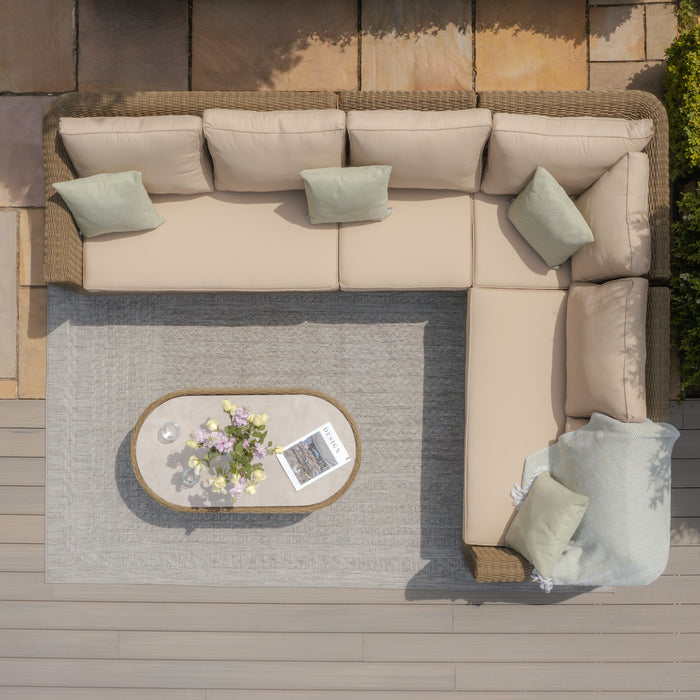 Winchester Large Rattan Corner Sofa Set - Ceramic Glass