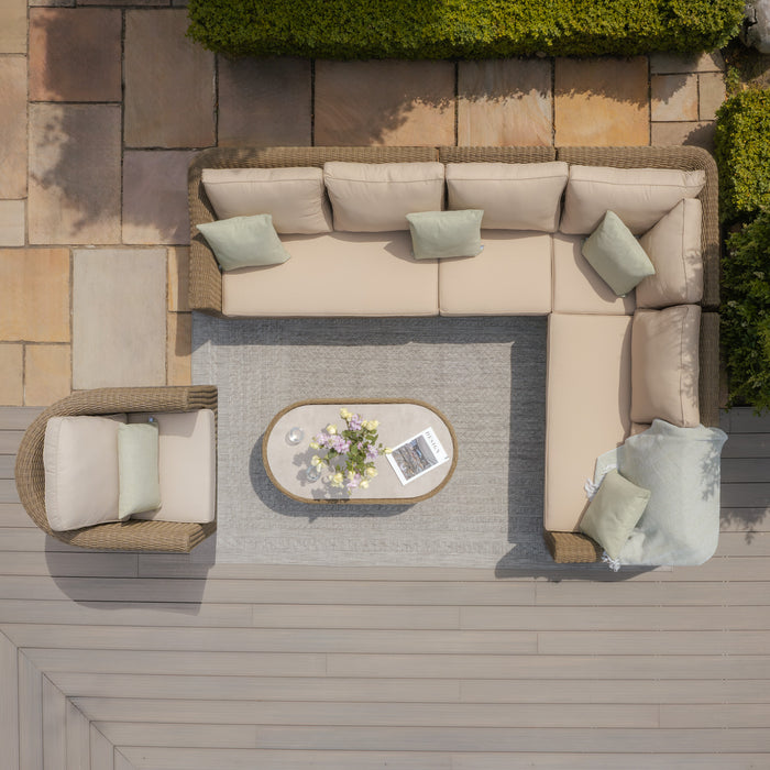Winchester Large Rattan Corner Sofa Set with Armchair - Ceramic Glass