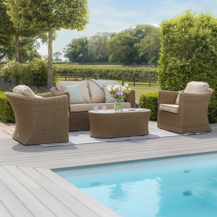 Winchester 2 Seat Rattan Sofa Set - Ceramic Glass