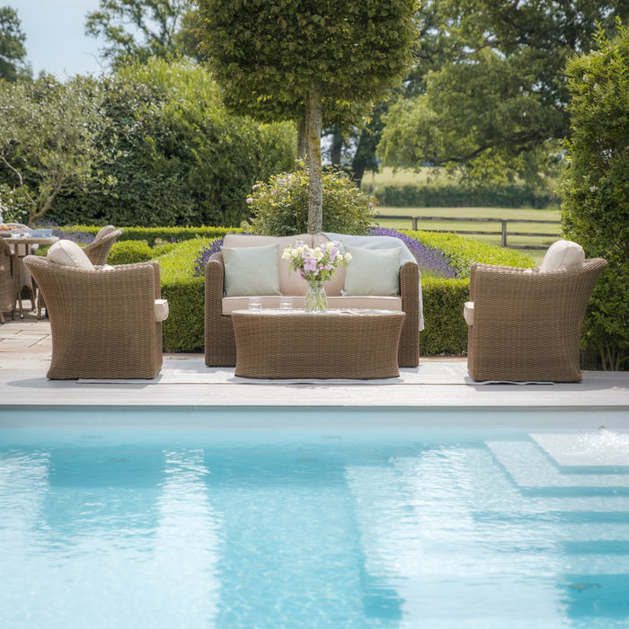 Winchester 2 Seat Rattan Sofa Set - Ceramic Glass