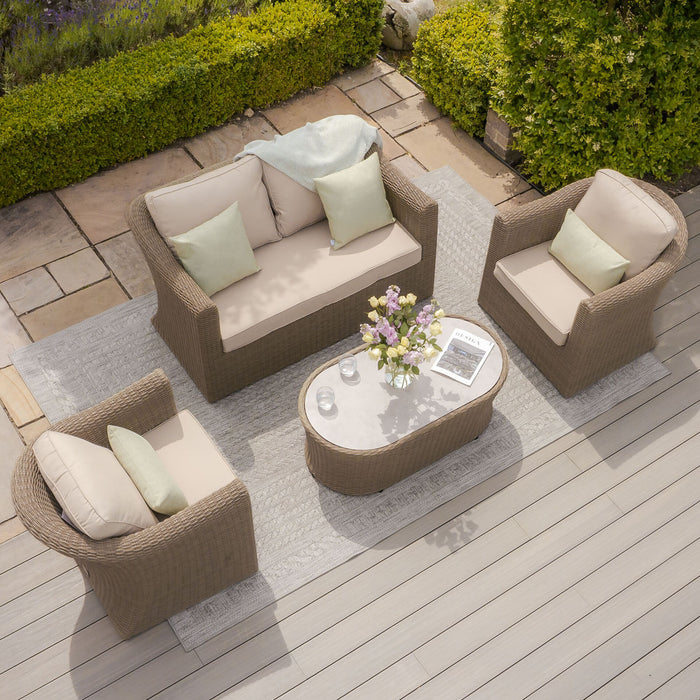 Winchester 2 Seat Rattan Sofa Set - Ceramic Glass