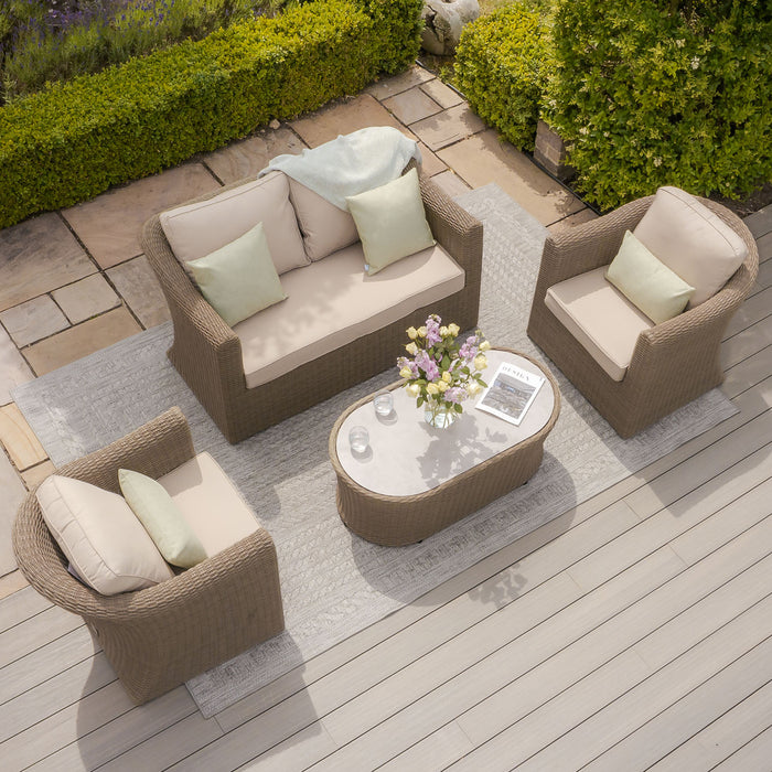 Winchester 2 Seat Rattan Sofa Set - Ceramic Glass