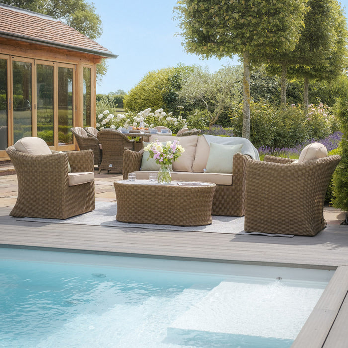 Winchester 2 Seat Rattan Sofa Set - Ceramic Glass