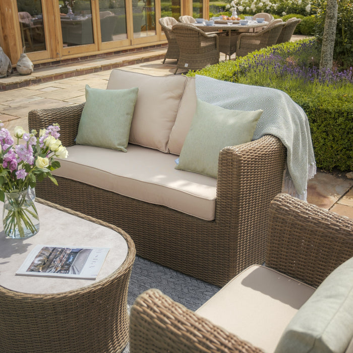 Winchester 2 Seat Rattan Sofa Set - Ceramic Glass