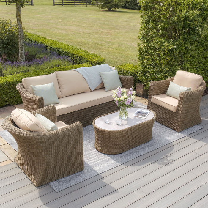 Winchester 3 Seat Rattan Sofa Set - Ceramic Glass