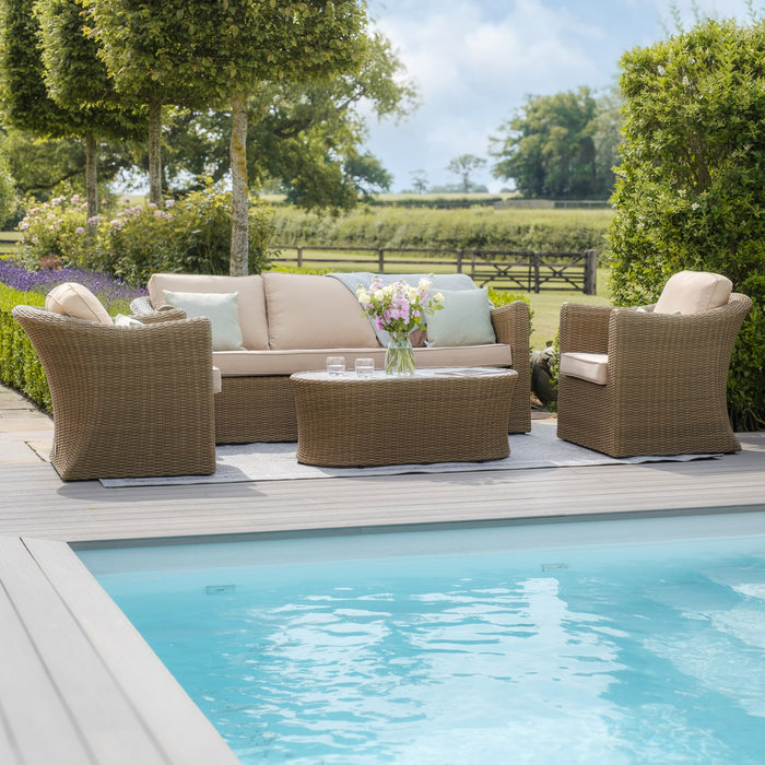 Winchester 3 Seat Rattan Sofa Set - Ceramic Glass