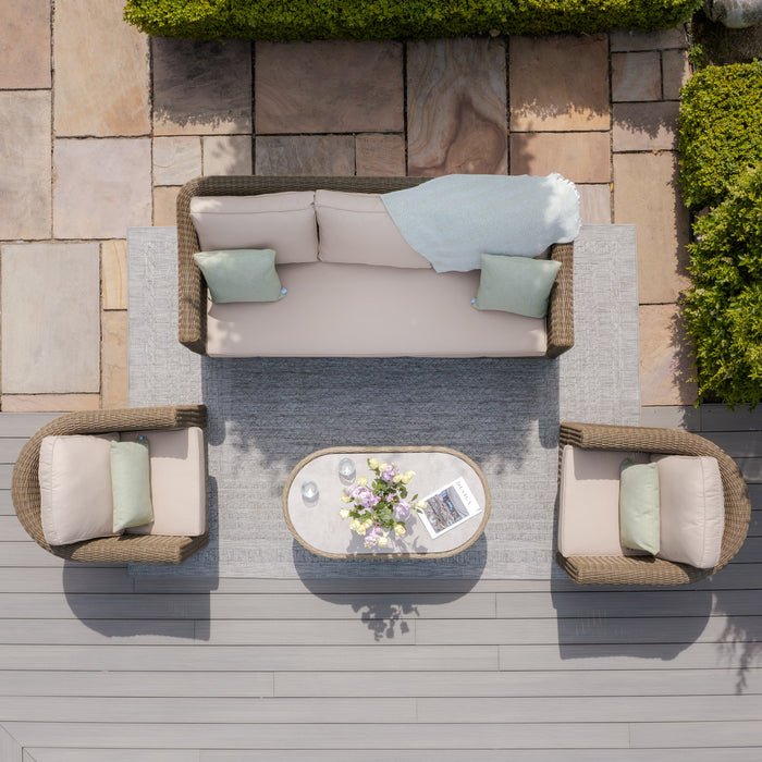 Winchester 3 Seat Rattan Sofa Set - Ceramic Glass