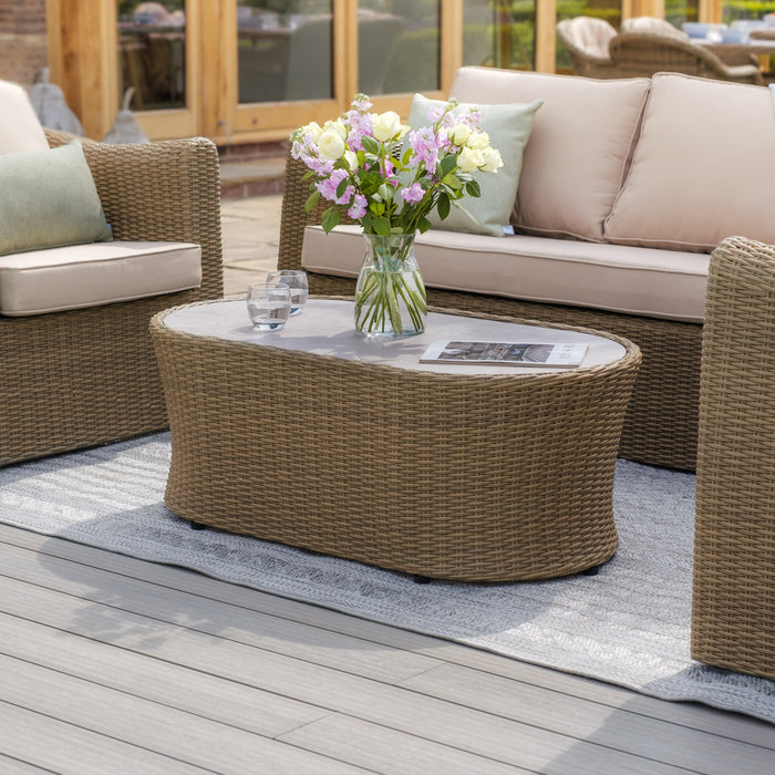 Winchester 3 Seat Rattan Sofa Set - Ceramic Glass