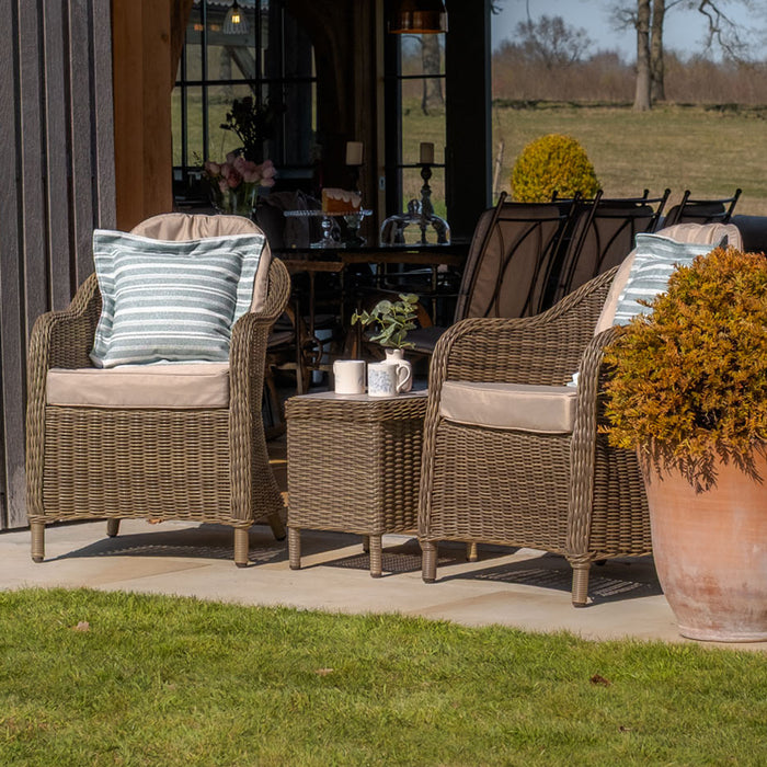 Winchester 3 Piece Rattan Bistro Set - Ceramic Glass